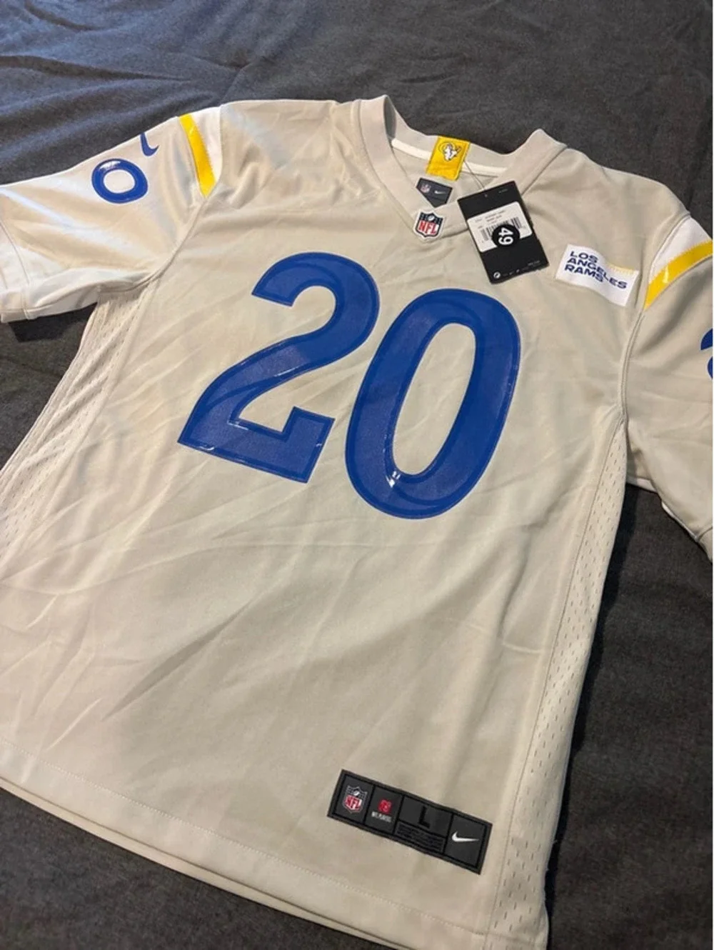 Los Angeles Rams Jersey Boys Large Beige NFL Football Nike Jalen Ramsey 20